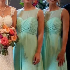 Alfred Angelo A-line/Princess Floor length Chiffon Mint dress -size 2